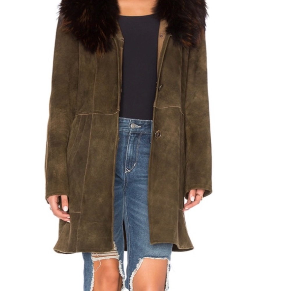 Women's Cleobella Suede Bohemian trench coat fur collar